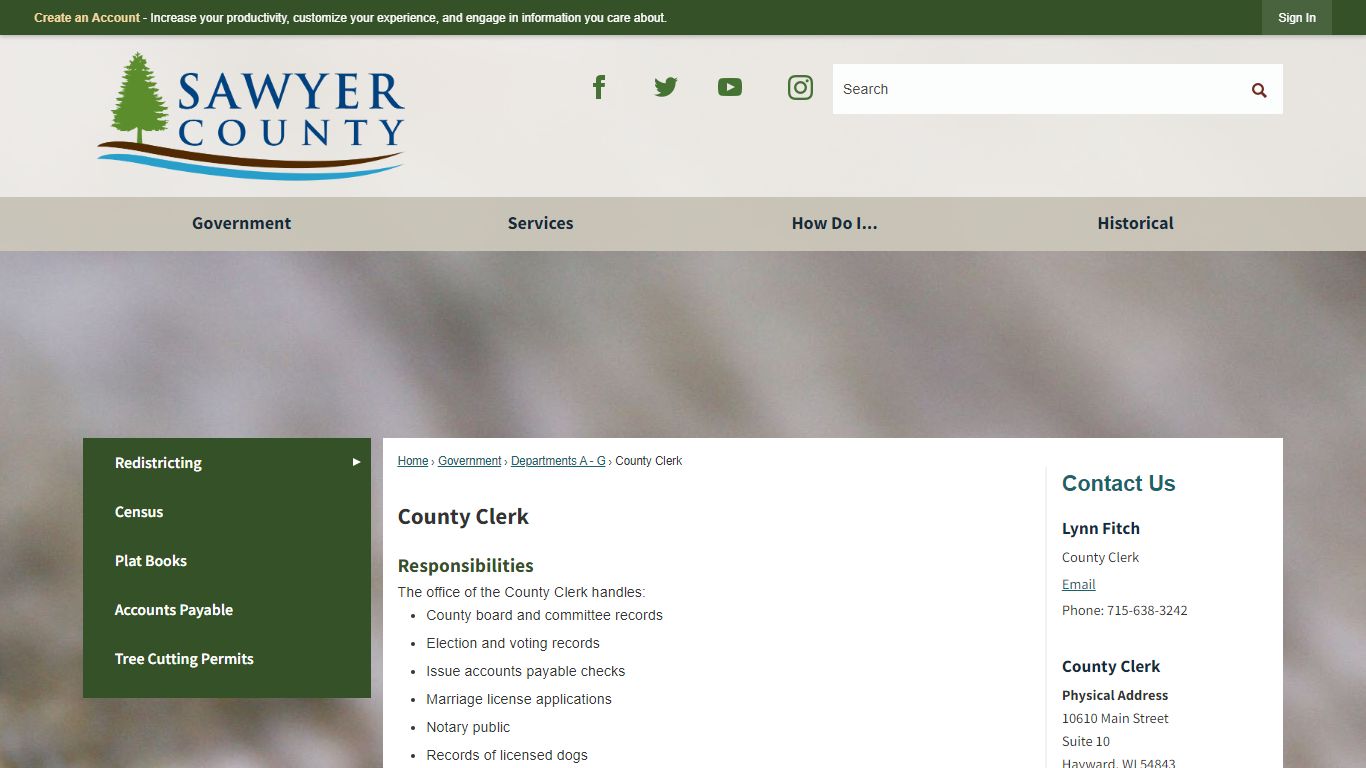 County Clerk | Sawyer County, WI
