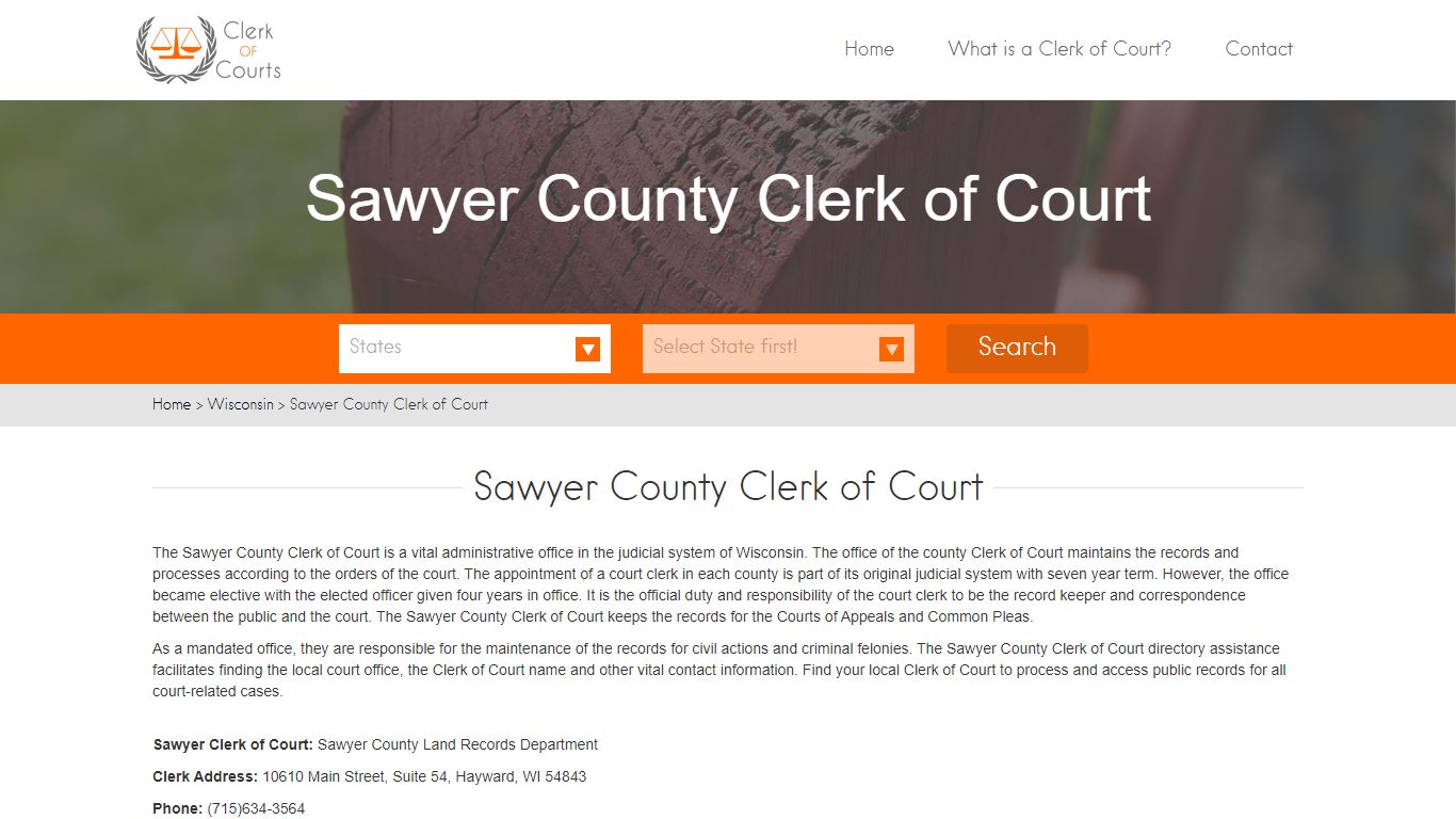 Sawyer County Clerk of Court