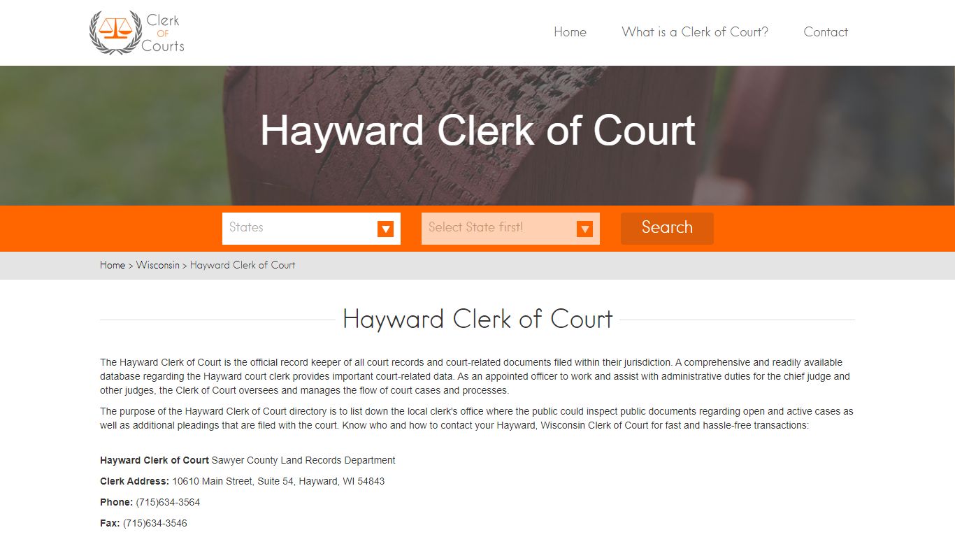 Find Your Sawyer County Clerk of Courts in WI - clerk-of-courts.com